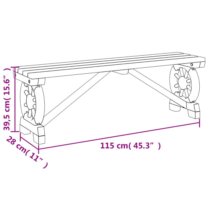 Banc de patio en bois massif 2 pièces Vidaxl