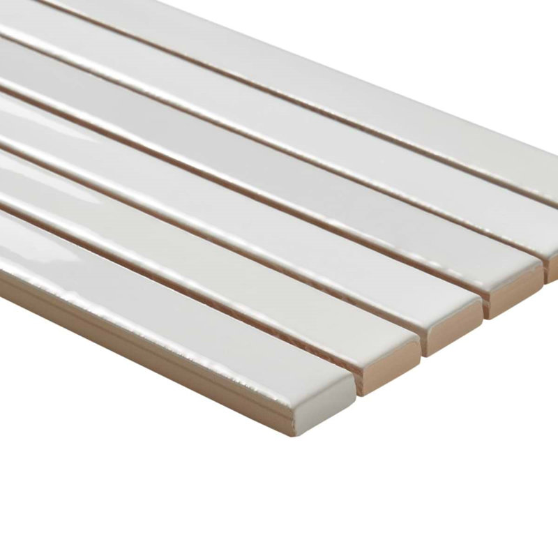 Kanbina 5x18 Brick Glossy Ceramic Mosaic Tile, Blanco