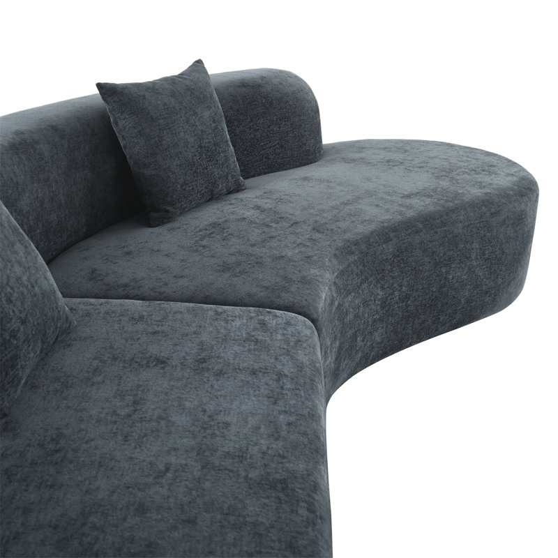 Canapé modulaire courbé sans os Vaili, Gris chenille, H 27 po x l 125,8 po x P 31,3 po