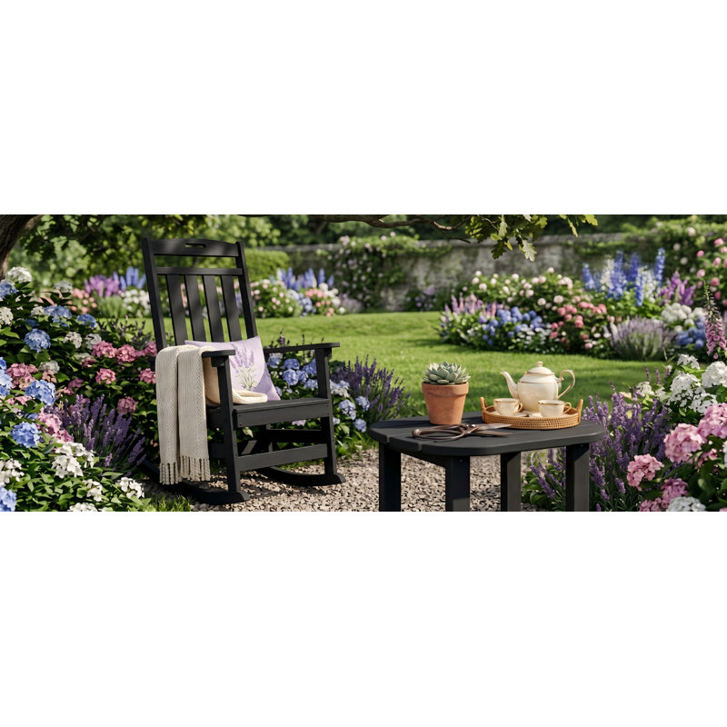 Chaise berçante d'extérieur HDPE, Noir