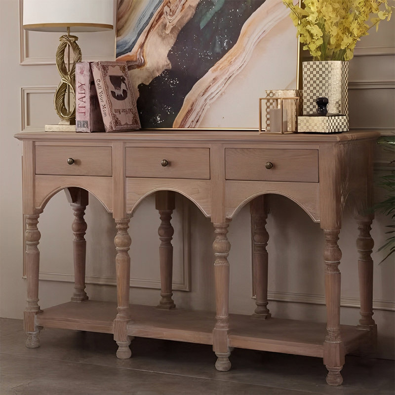 Console champêtre rétro, H 35,43 po x l 51,18 po x P 12,99 po