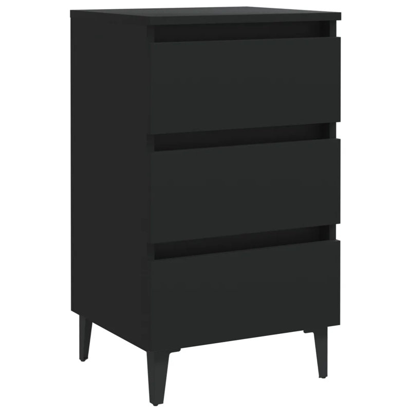 Pythagoras 40cm W Particle Board / Chipboard Bedside Table, Black