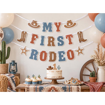 My First Rodeo Birthday Banner, 1st Birthday Party Decor, Handmade Cardstock Garland