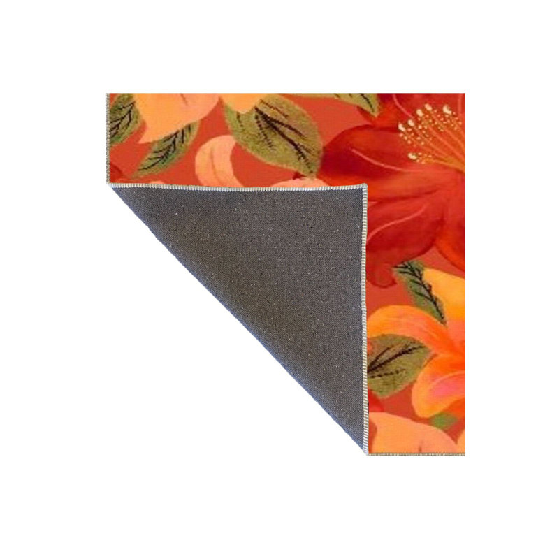 Tapis rouge tissé à motif floral rouge, Tapis de couloir 3 pi 3 po x 6 pi 7 po inclus