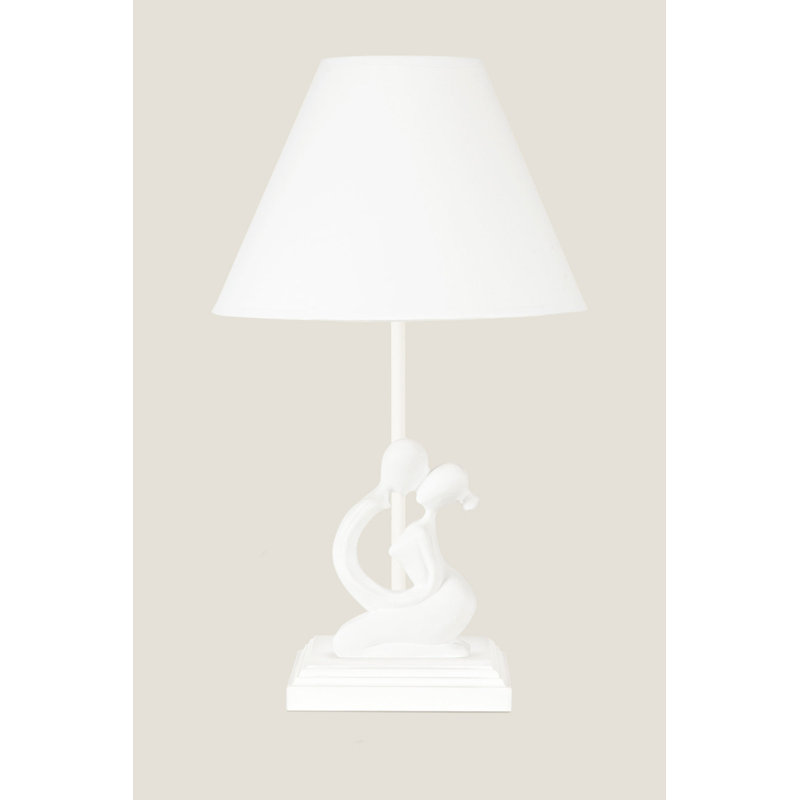 Wood Table Lamp, White, White