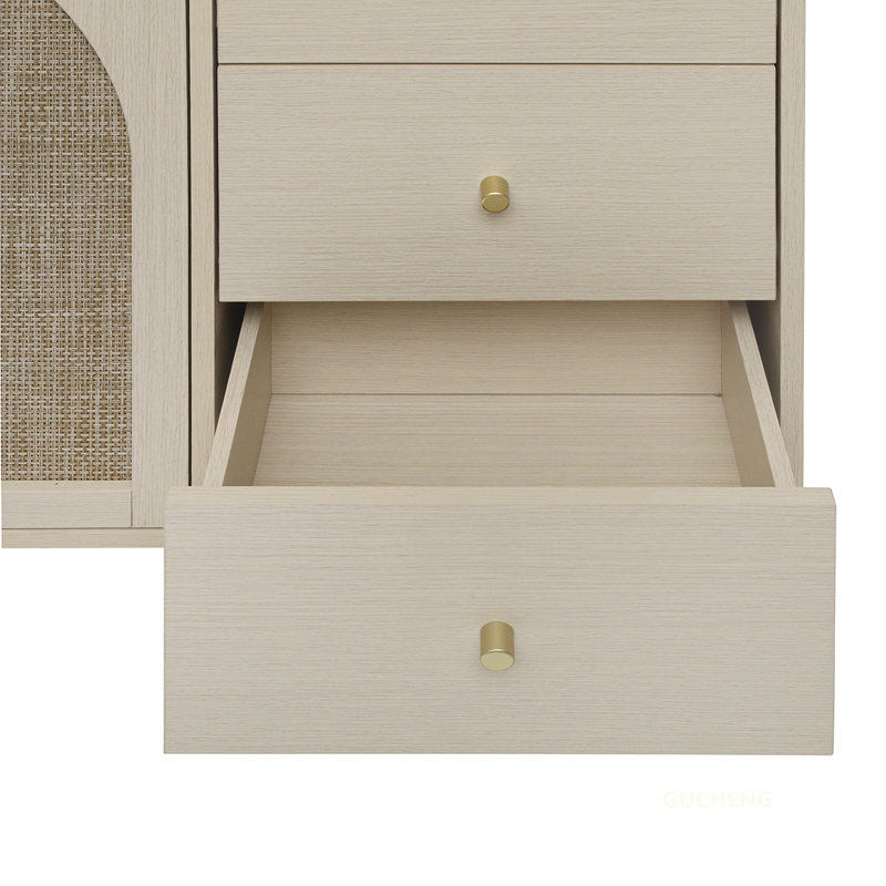 Armoire polyvalente à 3 portes et 3 tiroirs pour différentes pièces, rehaussant le rangement et le style, Naturel
