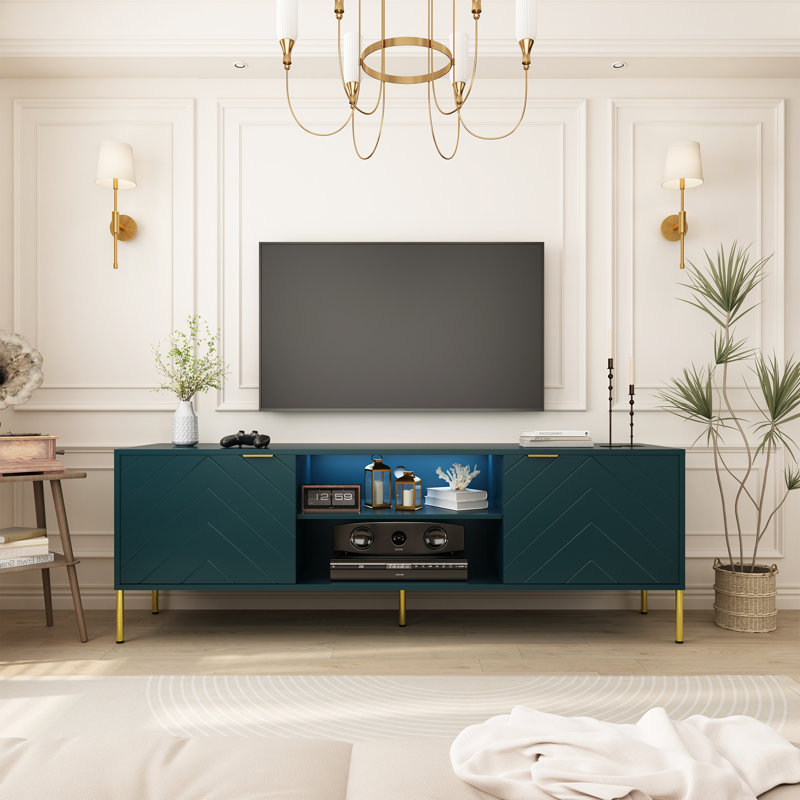 Meuble télé multifonctionnel unique avec lumière DEL, Vert