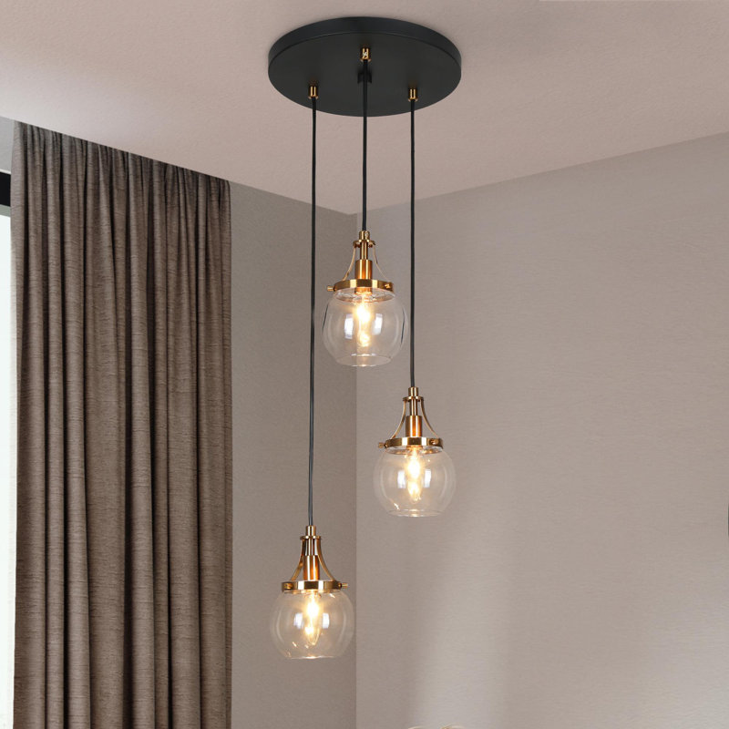 Loram 3-Light Dimmable Glass Cluster Pendant