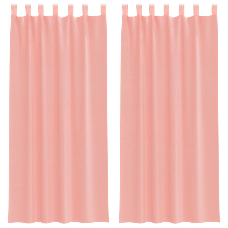 Voile Curtains With Tab Top 2 Pcs, Pink, 140cm Width x 225cm Drop