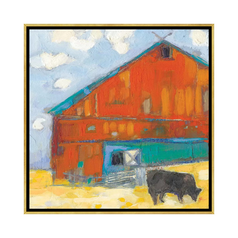 Schullsburg Barn par Sue Jachimiec - reproduction d'art, H 26 po x l 26 po x P 1,5 po, Pas de tapis, Cadre doré