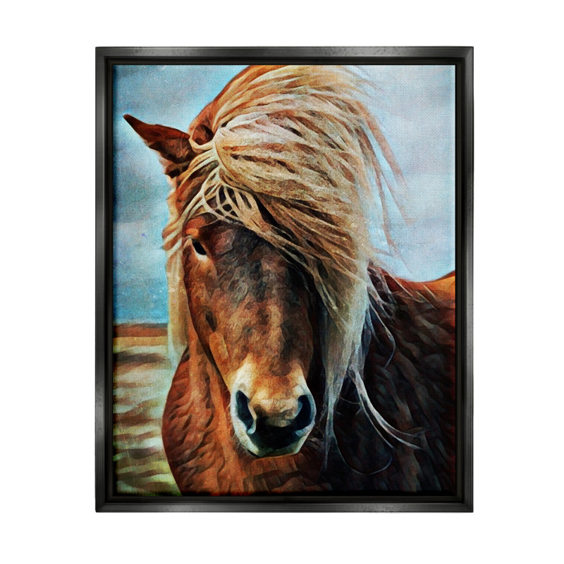 Art mural sur toile flottant Winde Winde Mane par Ashley Aldridge, H 21 po x l 17 po x P 1,7 po, Cadre flottant noir de jais
