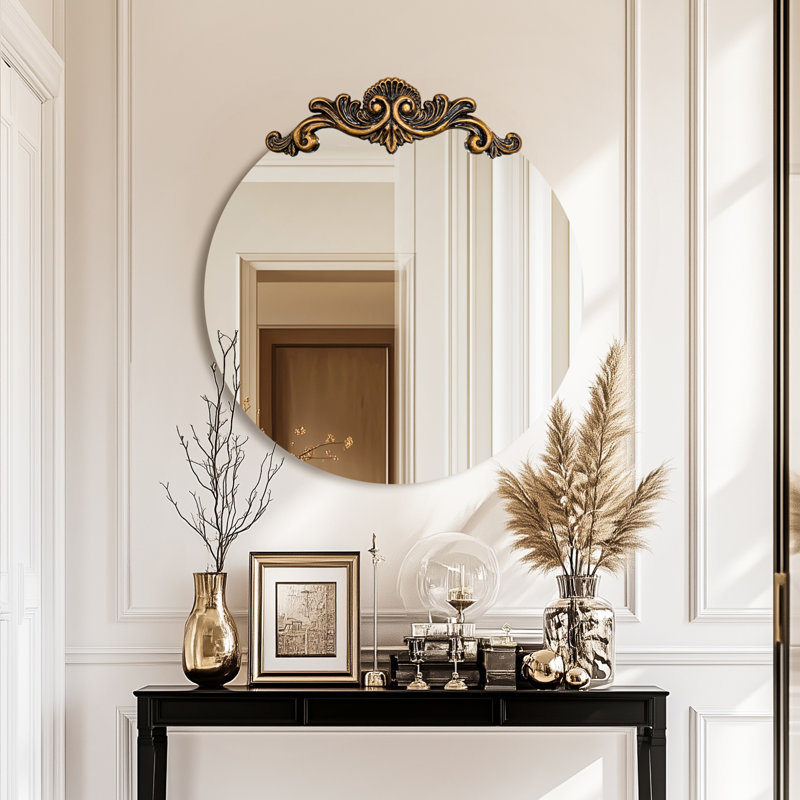 Miroir mural rond baroque rétro, 37,2 po x 35,43 po