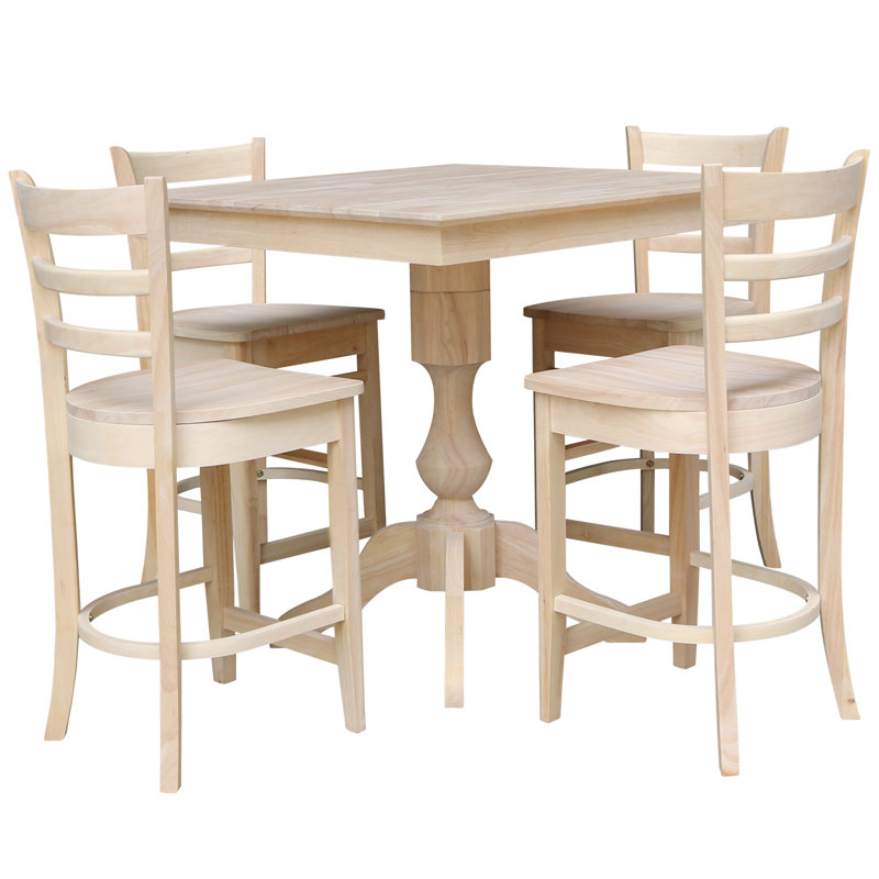 Ensemble de salle à manger 5 pièces en bois massif Chimzara