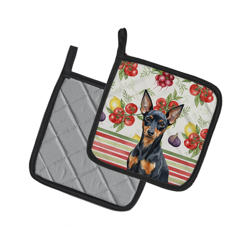 Paire de porte-casseroles à légumes pinscher noir et brun clair