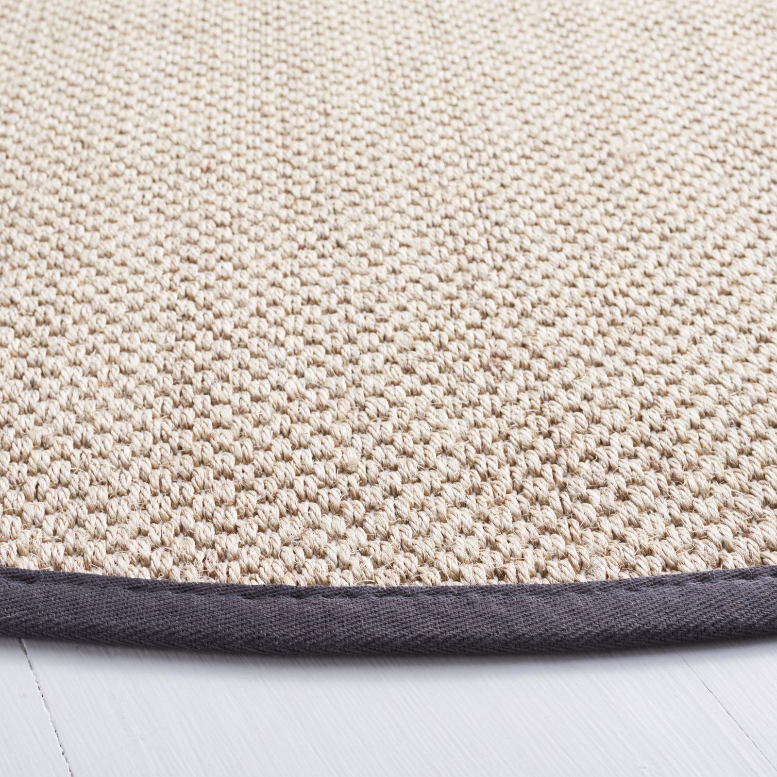 Marble Dark Gray Sisal Jute Rug, Round 10'