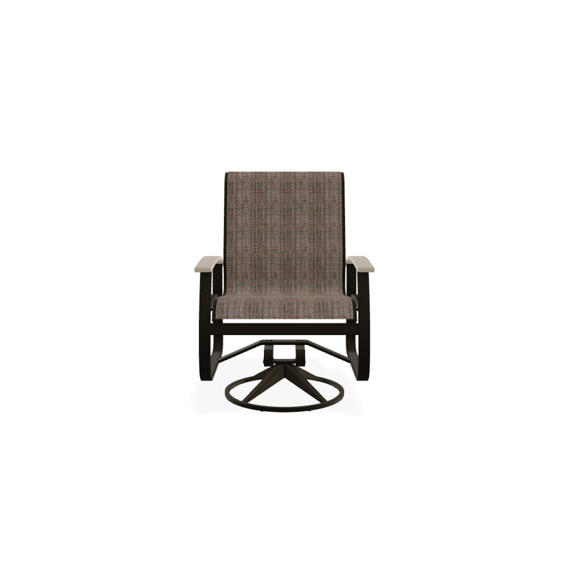 Belle Isle Outdoor Dining Armchair, Desert P60, Textured Beachwood, Black 5D Sunbrella®