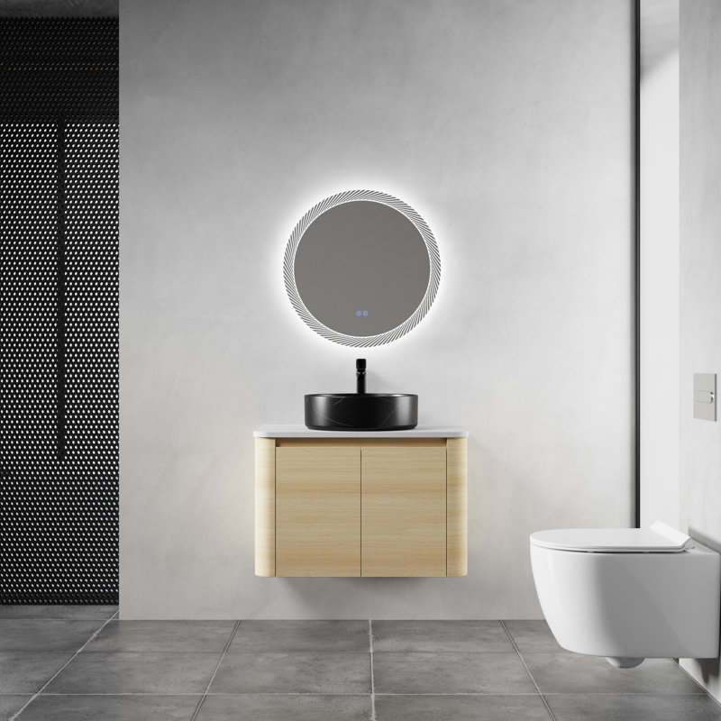 Meuble-lavabo mural 30 po avec lavabo en céramique et portes à fermeture en douceur