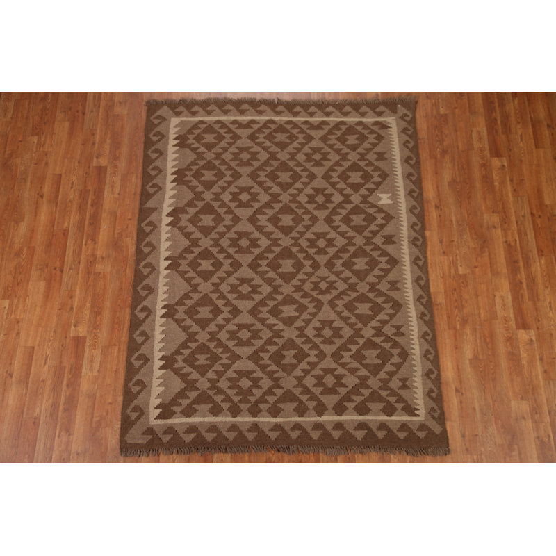 Geometric Kilim Wool Area Rug 5x6