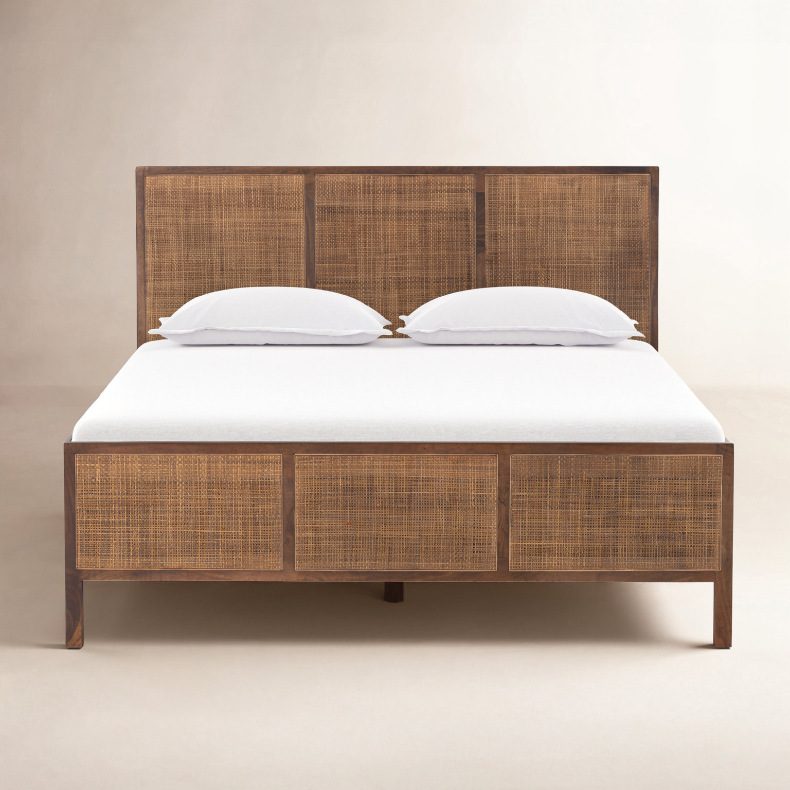 Nellie Cane Bed, Queen, Brown Wash