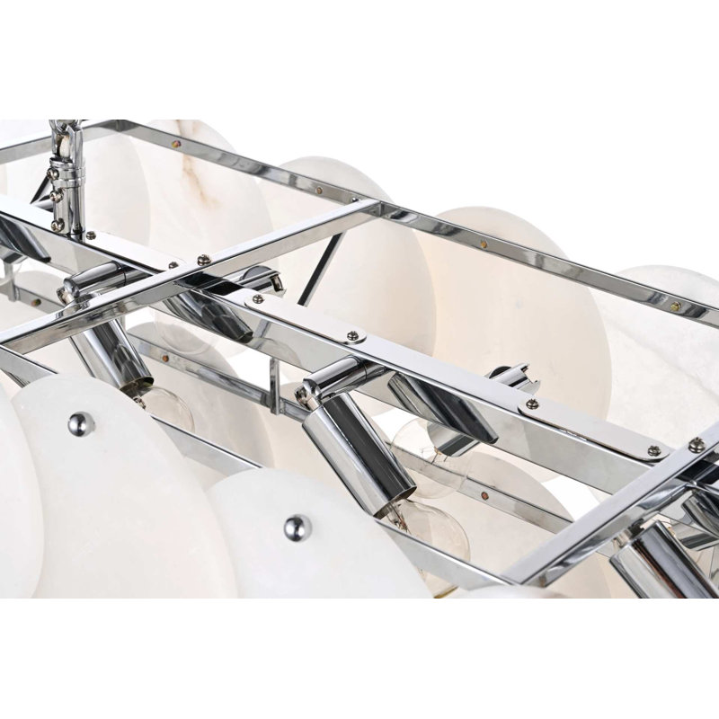 Lustre en albâtre 36 pouces Ikeny, 14 lumières, Chrome chrome, H 10 po x l 36 po x P 12 po