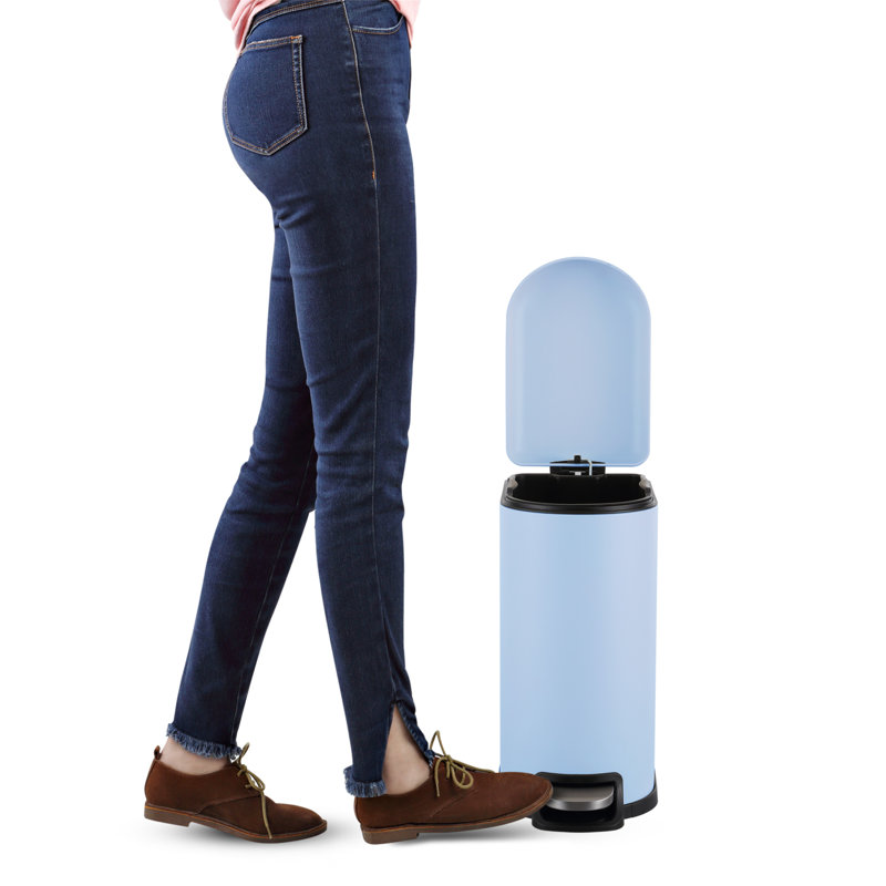 Tide Pool Blue Stainless Steel Step-Open Trash Can