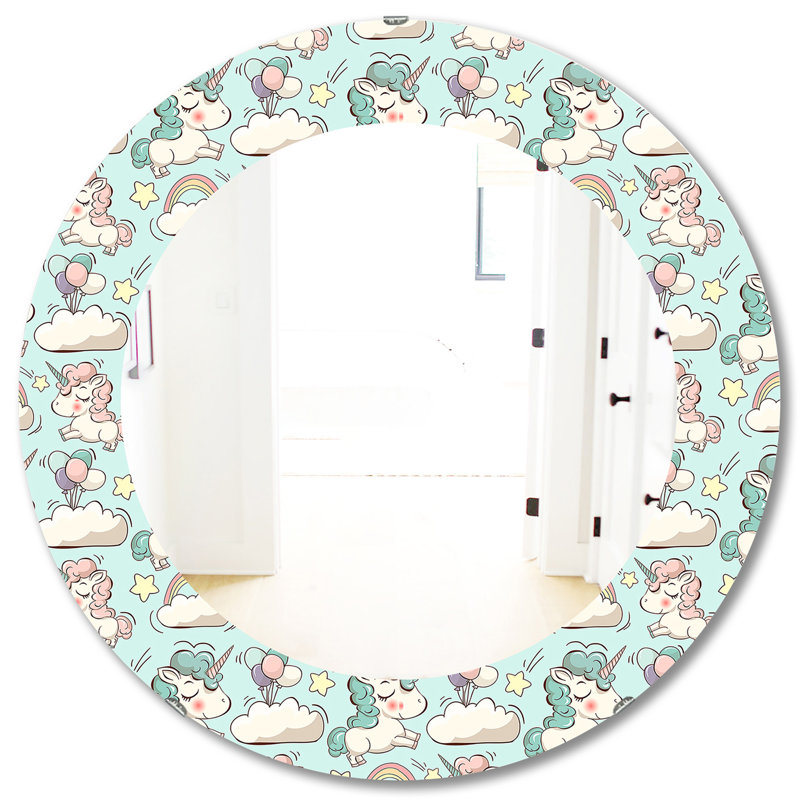Miroir mural mignon licornes et nuages, H 31,5 po x l po