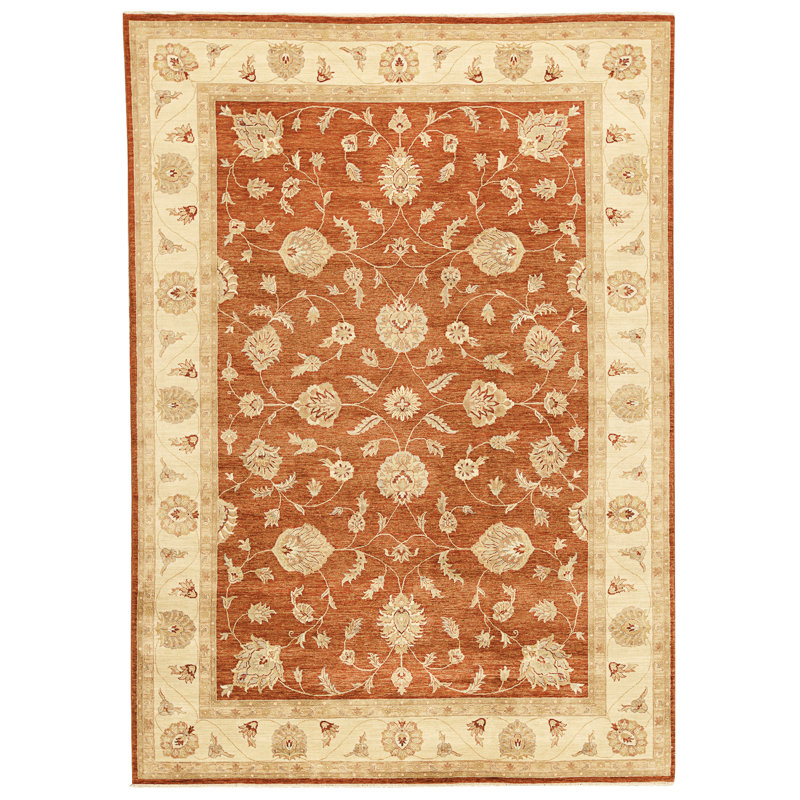 Tapis rouille et crème noué à la main de haute qualité