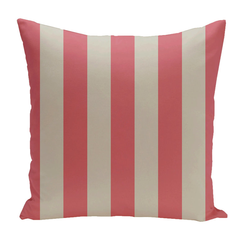 Striped Reversible Throw Pillow, Latte/Coral, 26"x26"