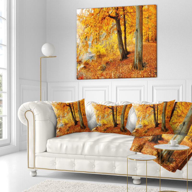 Coussin paysage d'automne, 18 po x 18 po, Carré