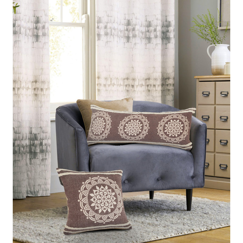 Housse de coussin décorative 100% coton Traditional Medallion, Rectangle H 14 po x l 36 po