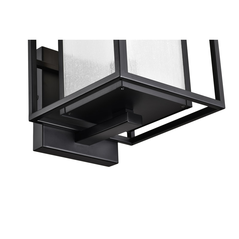 18 In. 1-light Matte Black Finish Outdoor Wall Sconce With Seedy Glass Shade