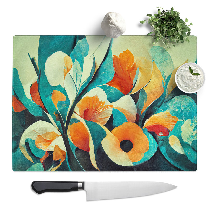 Abstract Floral Art Vol.7  Glass Chopping Board