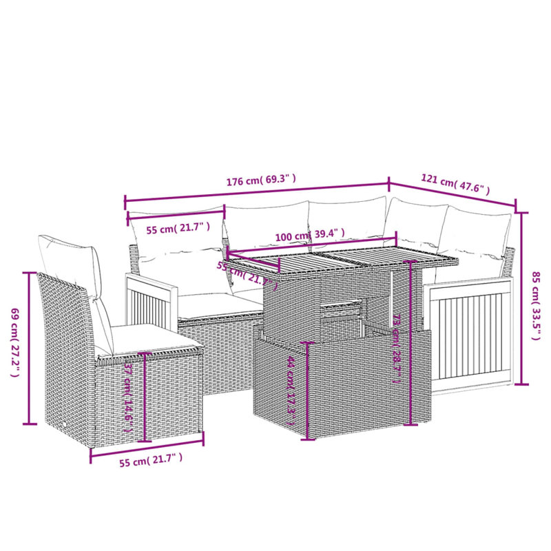 Ensemble de canapé de jardin Vidaxl