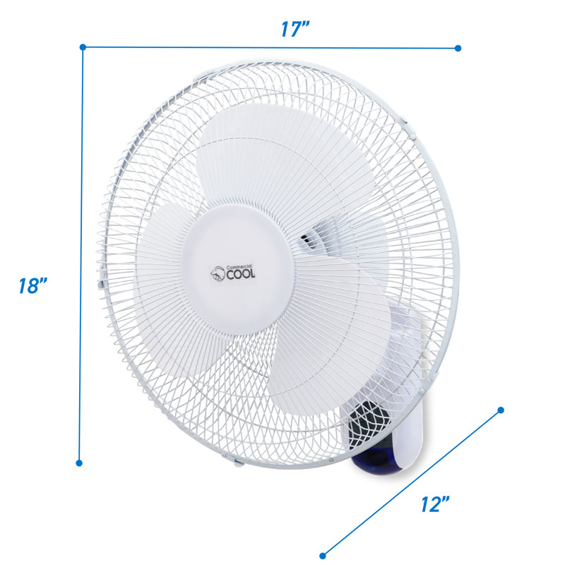 Commercial Cool 16-Inch White Wall Fan with Remote Control