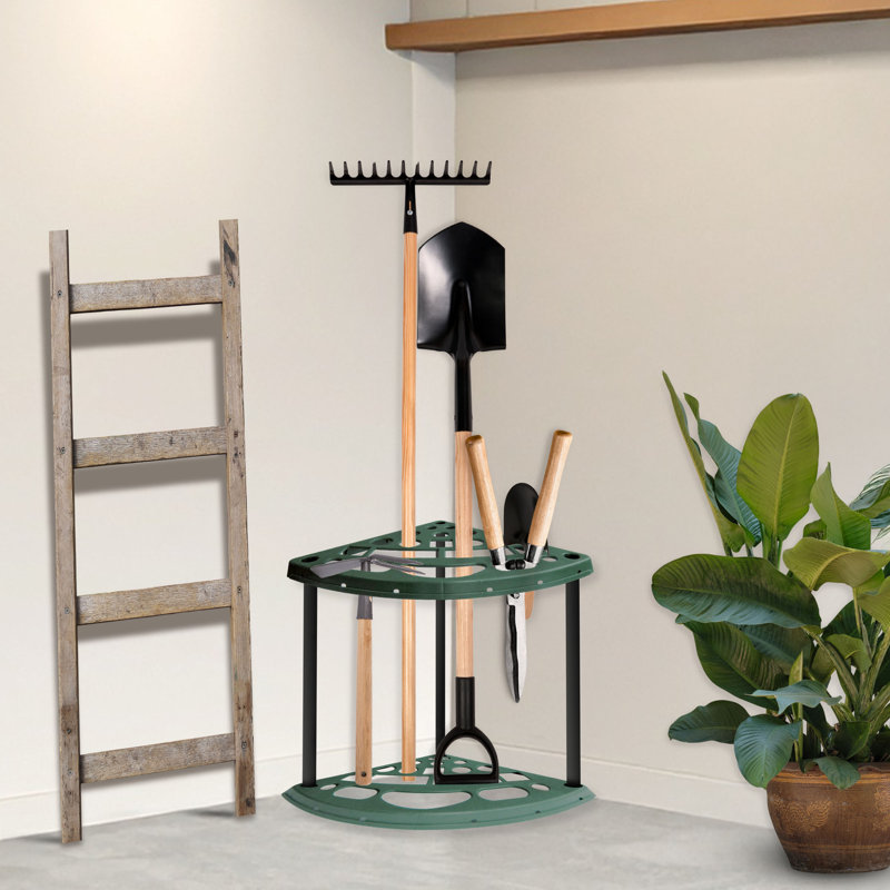 Organisateur de jardin - Support de coin pour 18 outils de jardin et porte-balai