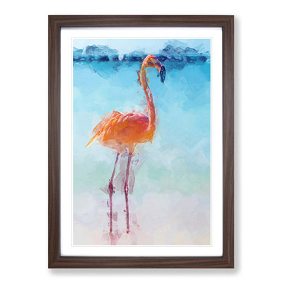 Lone Flamingo in Abstract - Picture Frame Graphic Art Print