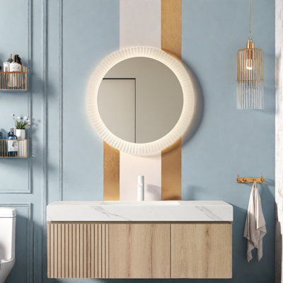 Meuble-lavabo de luxe avec rangement, pierre de Carrare et lavabo en céramique, design moderne pour la maison