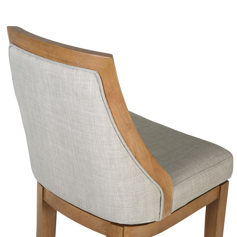 Ellis Solid Wood Upholstered Swivel Counter and Bar Stool, Counter Stool (26" Seat Height), Weathered Oak