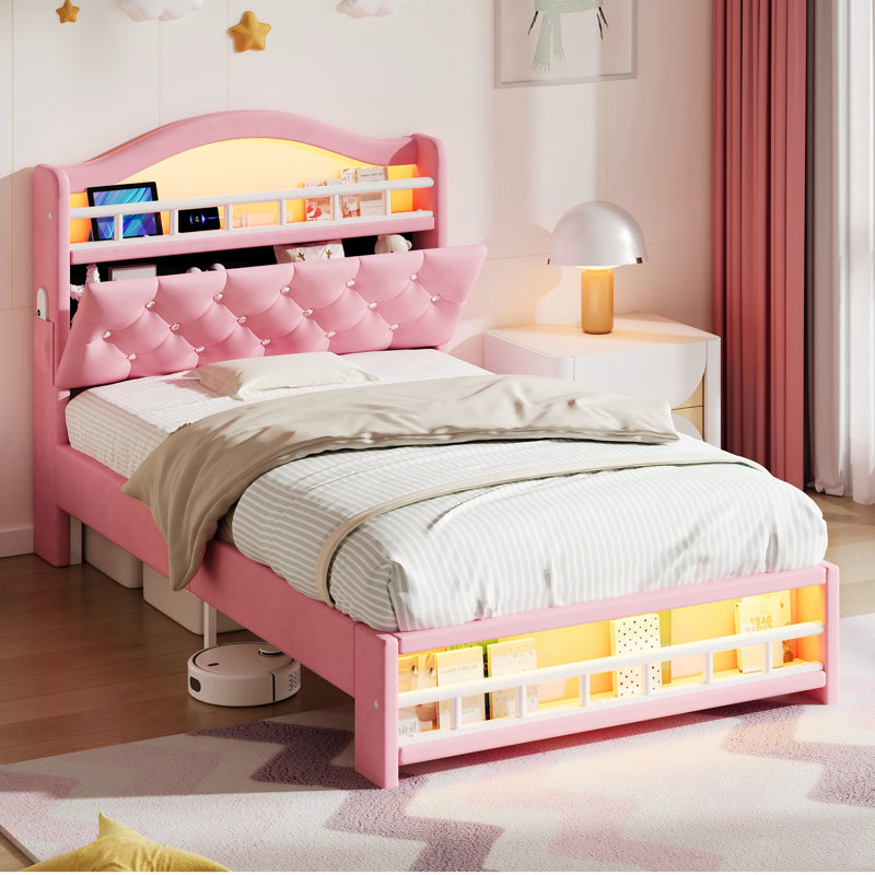 Upholstered Bed, Pink