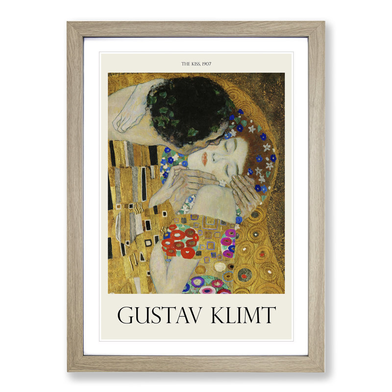 The Kiss Vol.3 by Gustav Klimt - Picture Frame Painting, 48cm H x 36cm W x 2cm D, Oak Framed