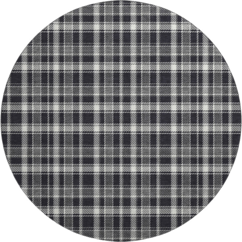 Premium Machine Washable Cerrito AMF563 Black Rug, Round 8'