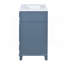 Meuble-lavabo de salle de bain avec lavabo en céramique, armoire de rangement en bois massif avec portes à fermeture douce, style rétro, bleu