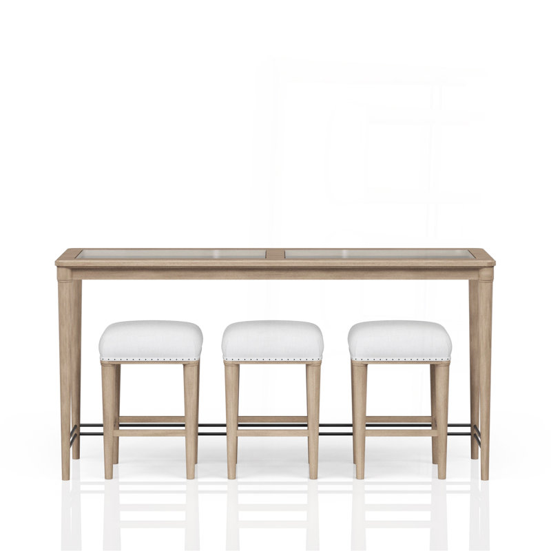 Console en verre givré avec 3 tabourets