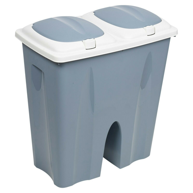 Annabesook Multi-Compartment Rubbish & Recycling Bin - 13.21 L, Blue/White