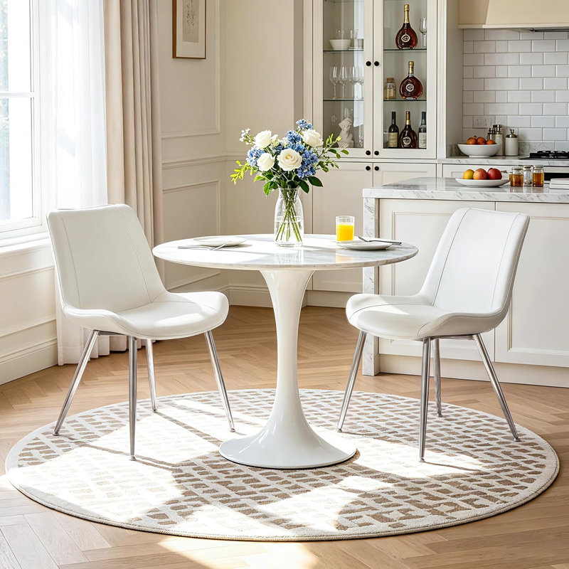 Dining Chairs Set Of 2, PU Leather Upholstered Modern Armless Kitchen Dining Side Chair for Kitchen, Dining, Living, Reception, Office Guest Chairs, and Outdoor