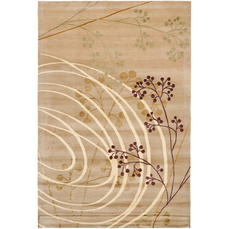 Tapis tibétain en soie et laine noué à la main, Rectangulaire 8 pi x 10 pi