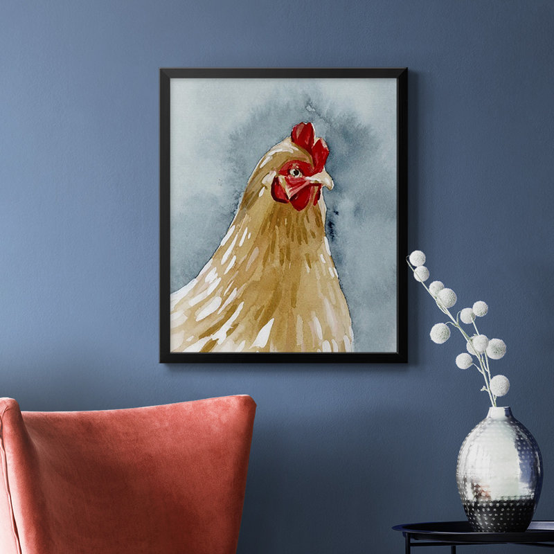 Portrait de poulet II, toile encadrée de qualité supérieure - prête à être accrochée, Noir, H 24 po x l 20 po