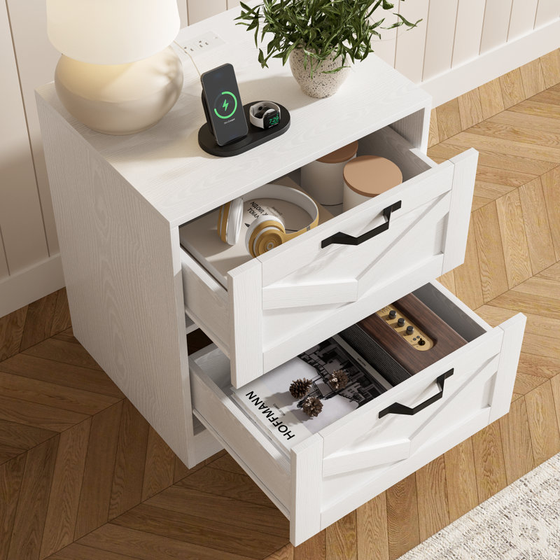 Ensemble de chambre à coucher 3 pièces avec prise de courant intégrée (1 commode avec 2 tables de chevet)