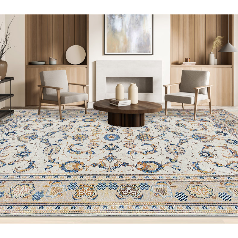 Wool Oriental Area Rug in Ivory