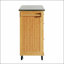 Îlot de cuisine durable en bambou avec plateau en acier inoxydable, chariot mobile avec tiroirs, armoire et porte-serviettes pour la salle à manger et le bar